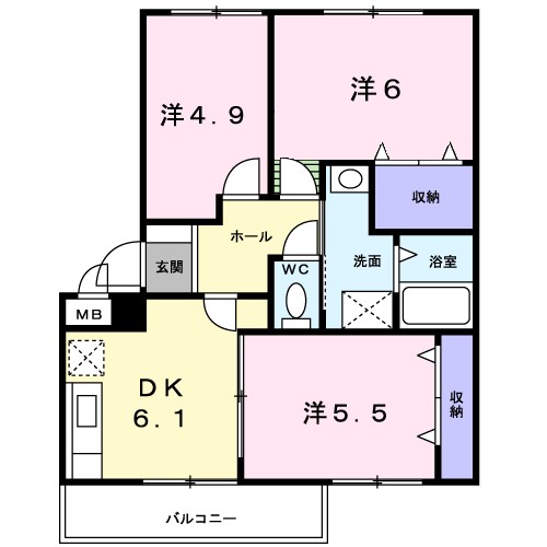 サンライトヒルズ 301号室 間取り