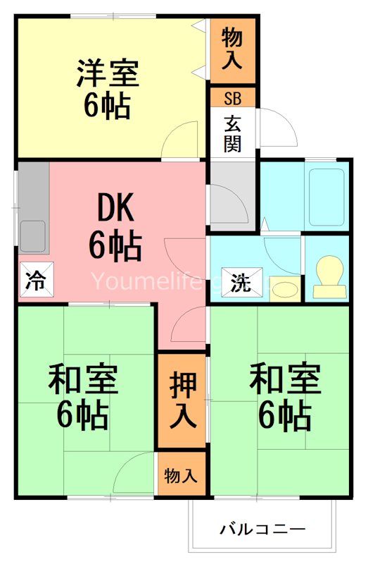 プラムハイツC 201号室 間取り