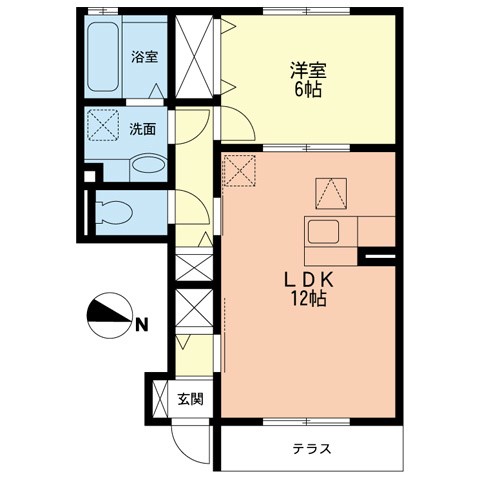 ルーチェソラーレ 102号室 間取り