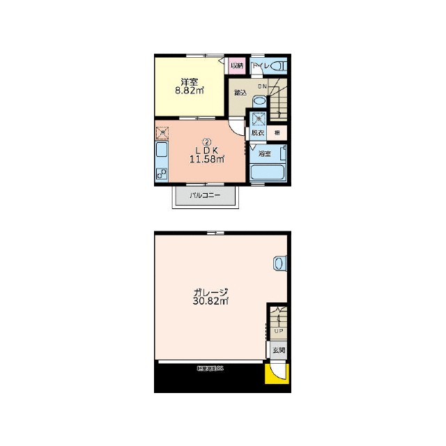 関口ガレージハウス 2号室 間取り