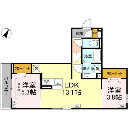 フラクタス湘南茅ヶ崎 302号室 間取り