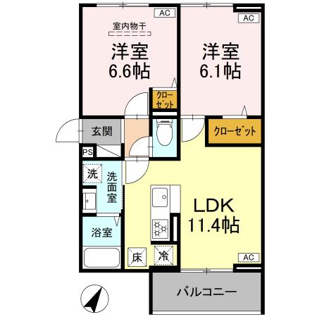 フラクタス湘南茅ヶ崎 101号室 間取り