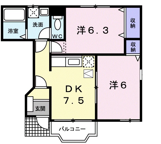 パークソフィアB 104号室 間取り