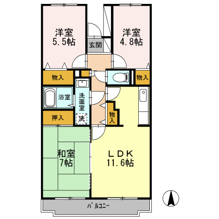 Bellevue参番館 102号室 間取り