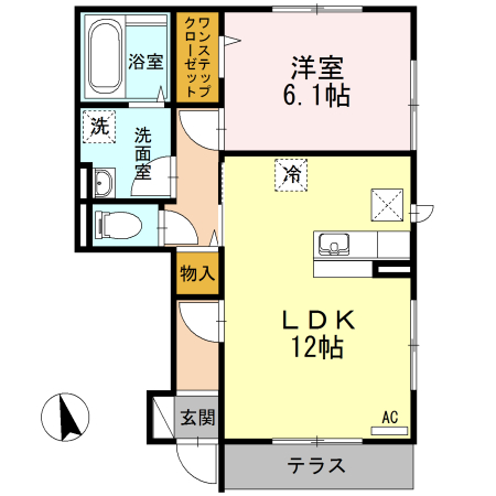 プレミアムコート A 101号室 間取り