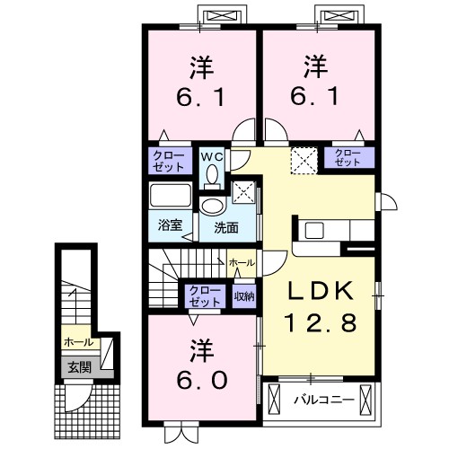 ソレアード ミキB 204号室 間取り
