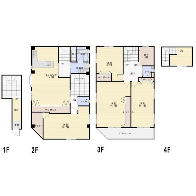 GESテラスハウス 1-3F号室 間取り