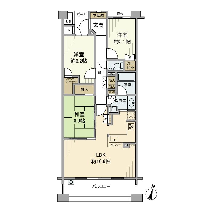 湘南袖ヶ浜レジデンスＢ棟 302号室 間取り