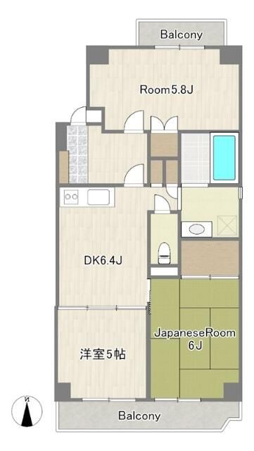 フォーラム冠 106号室 間取り