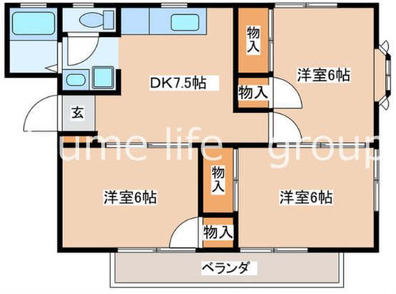 リーフハイツ中原Ⅱ 202号室 間取り