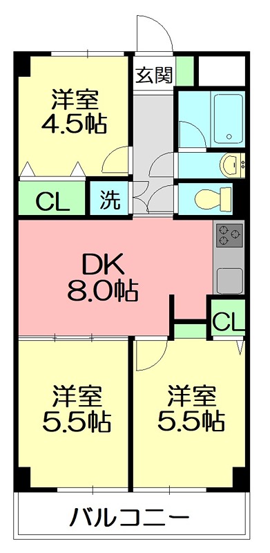 藤和平塚コープ 1107号室 間取り