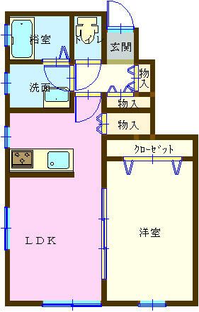 オークタウンB 102号室 間取り