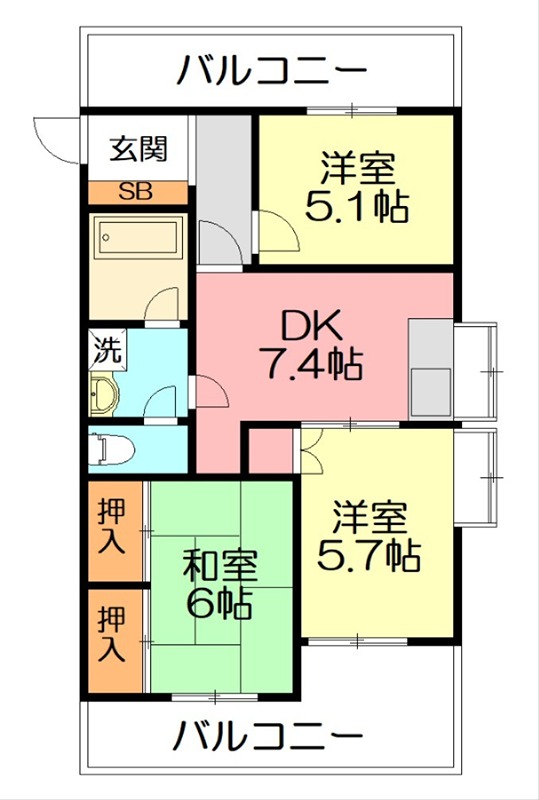 グリーンハイツ笹下 306号室 間取り