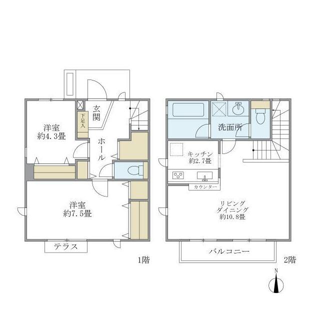 茅ヶ崎東海岸南3丁目テラスハウス B1号室 間取り