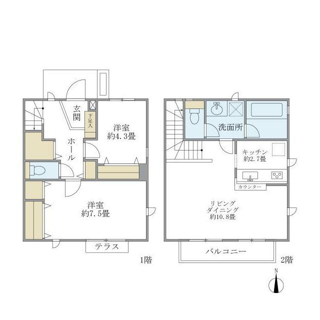 茅ヶ崎東海岸南3丁目テラスハウス B2号室 間取り