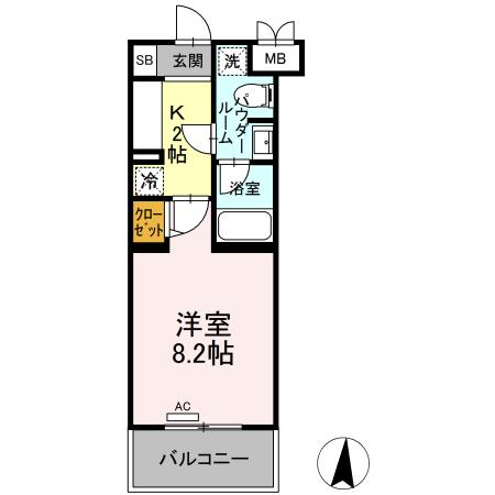 ファンディ平塚 506号室 間取り