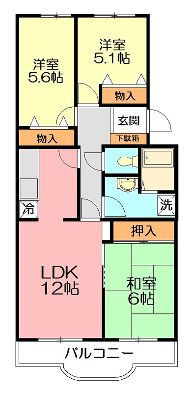 グラスイン笹山 105号室 間取り