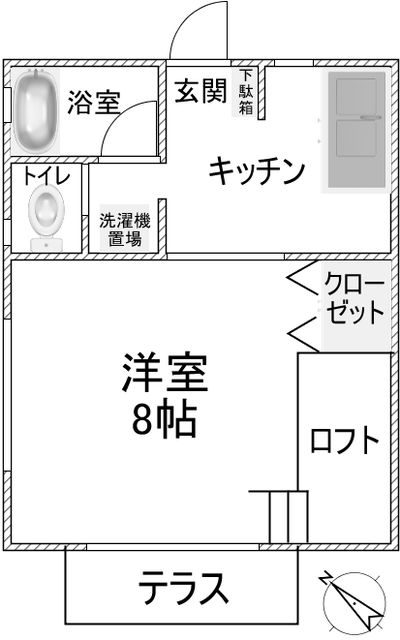 ドミールＦＵＫＡＧＡＷＡⅡ 201号室 間取り