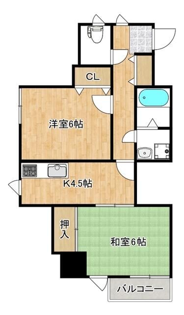 プラーズ追分 403号室 間取り