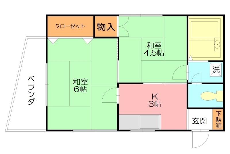 嶋津コーポ 201号室 間取り