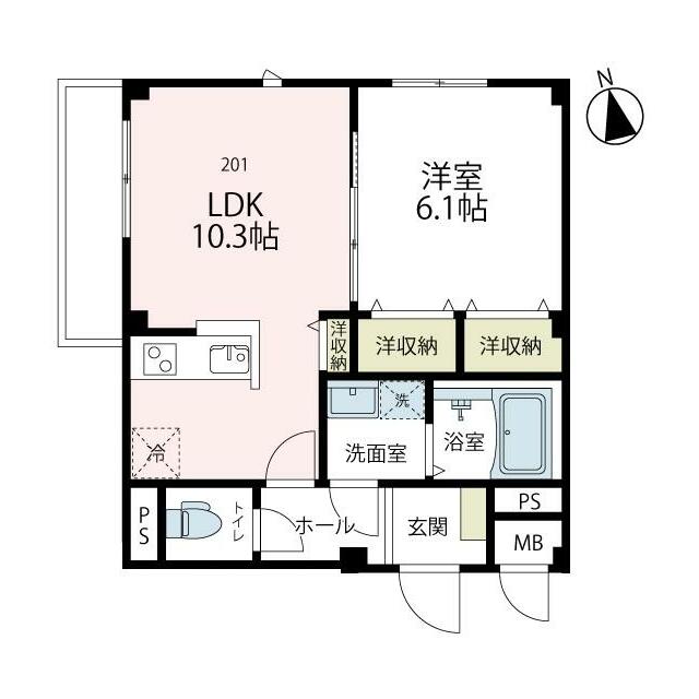 メゾンブランシュオダワラ 201号室 間取り