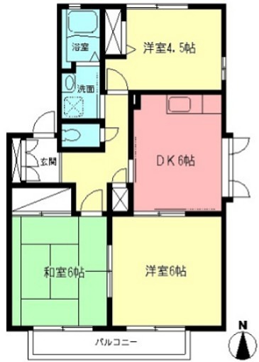 TY・メルベーユⅡ 201号室 間取り