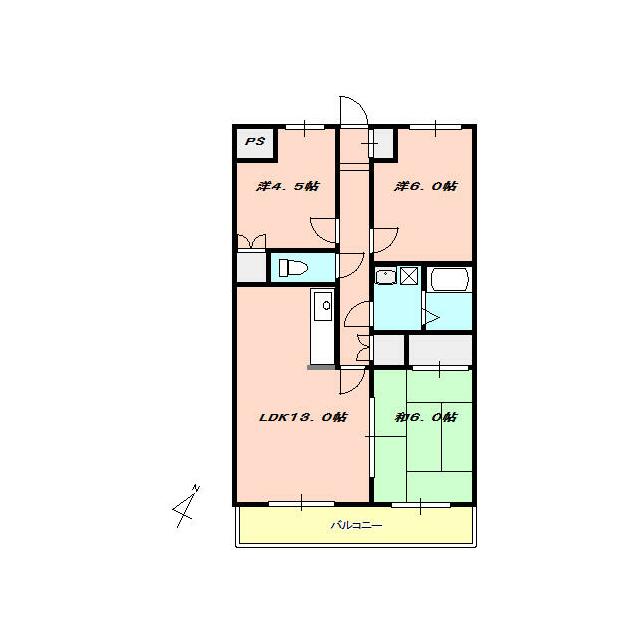 グランフォルム愛甲石田 405号室 間取り