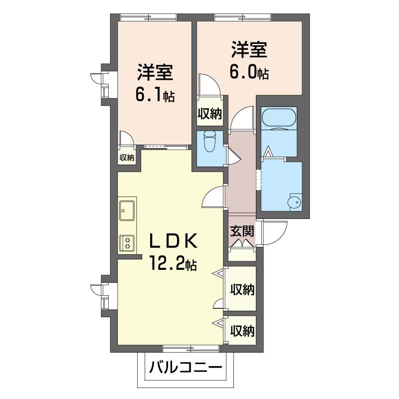 シャトル鳴瀬 201号室 間取り