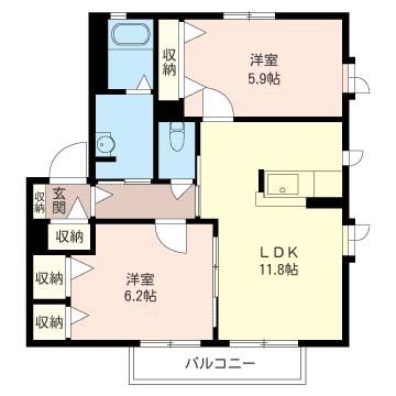 清水ハイム β 101号室 間取り