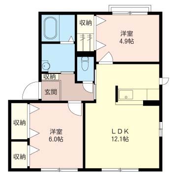アンソレイエ A 101号室 間取り