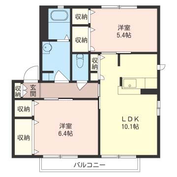 エスポワールハイツ B 201号室 間取り