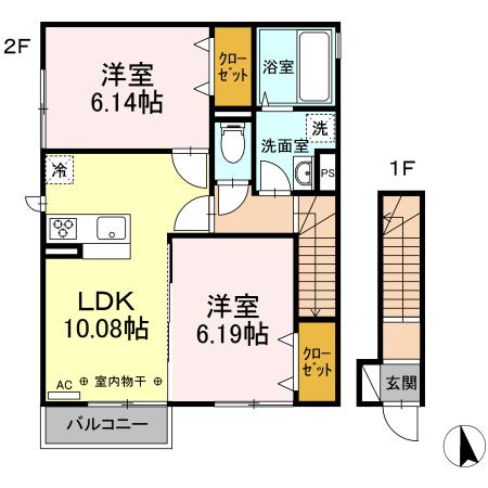 クレセントC 201号室 間取り