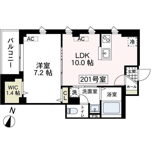 Vieuno逗子 201号室 間取り