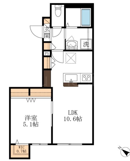 TURBAN SHELL 102号室 間取り