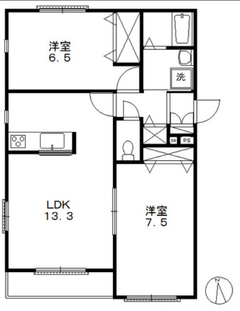 ドミール雪の下 201号室 間取り