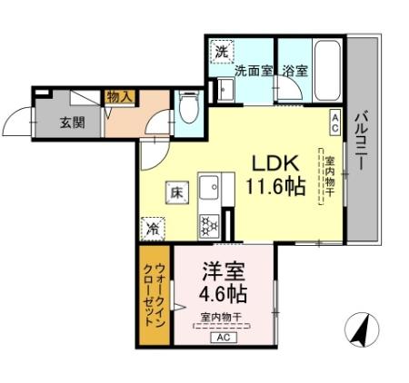 D Paina Odoriba 103号室 間取り