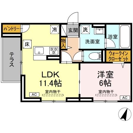 D Paina Odoriba 105号室 間取り
