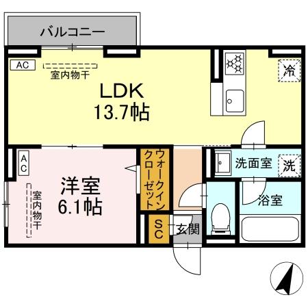 D Paina Odoriba 301号室 間取り