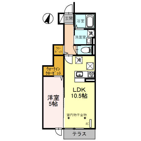 ヴィルヌーヴ　B棟 103号室 間取り