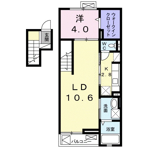 シエル・ブルー　Ａ 402号室 間取り