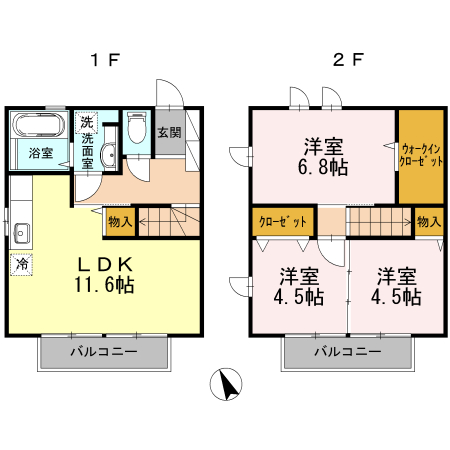 エバーグリーン B号室 間取り