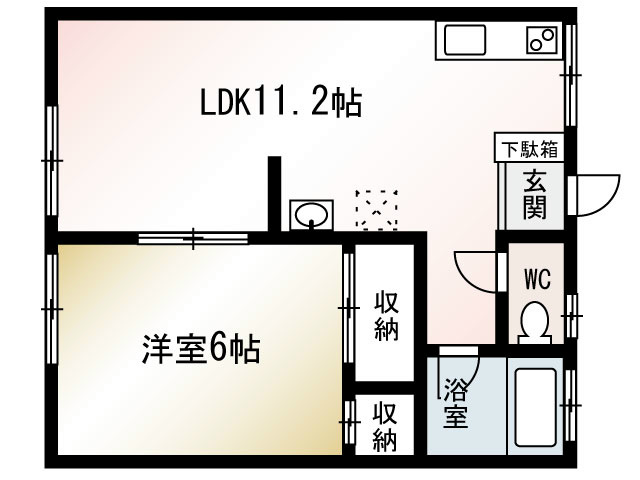 長後ハイツ 16号室 間取り