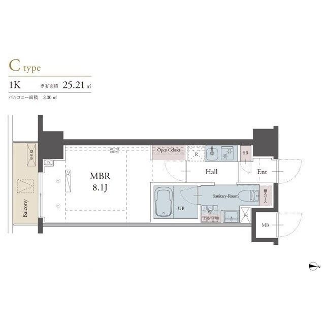 ラグゼナ平塚 202号室 間取り