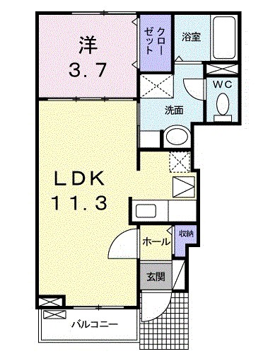 ハナブサ 102号室 間取り