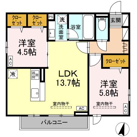 ドムスクレスト湘南台 201号室 間取り