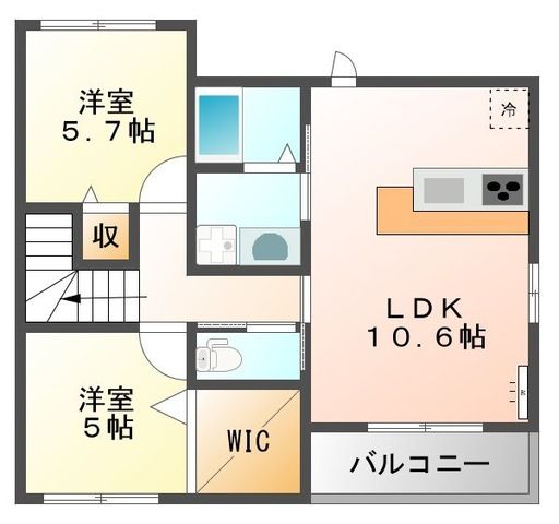 ウイングコート 201号室 間取り