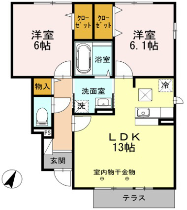シャルマン・ピース 102号室 間取り