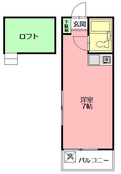 上倉田町アパート 2F号室 間取り