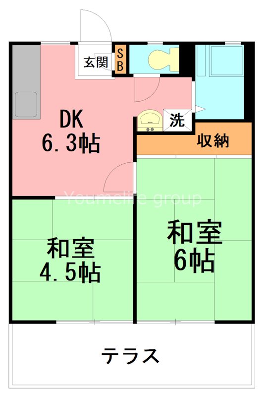 サニーハイツ 101号室 間取り