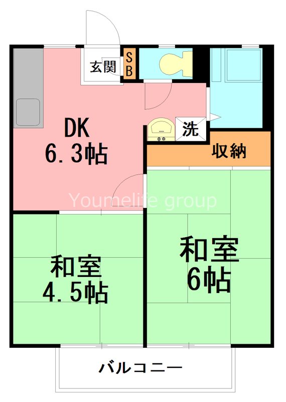 サニーハイツ 202号室 間取り